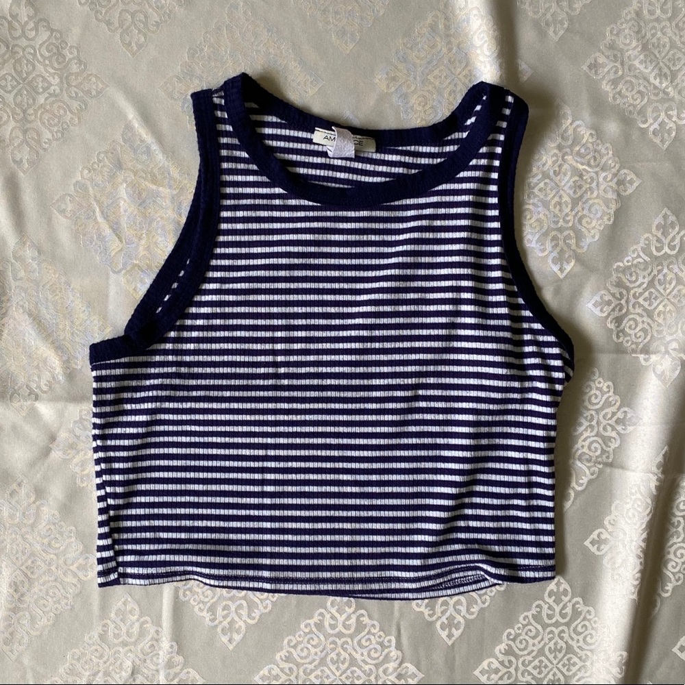 Striped crop top sleeveless tank top